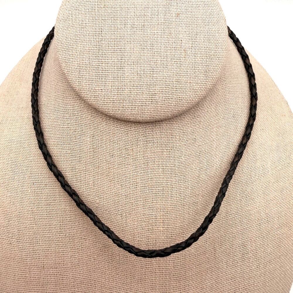 Vintage SILPADA Brown Braided Leather Choker Necklace 925 Sterling Silver 15.5"
